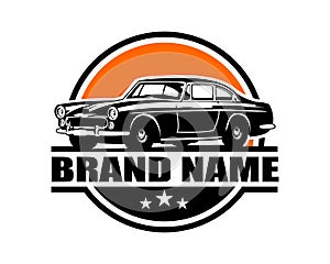 Italian luxury muscle car logo isolated on orange background best side view for badge, emblem, icon, available in eps 10.