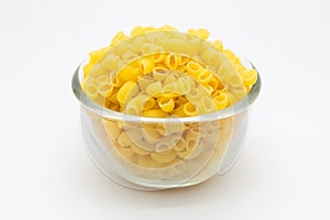 Italian Macaroni Pasta in glass bowl