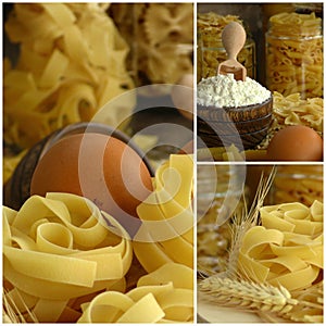 Italian Macaroni Pasta Uncooked Collage