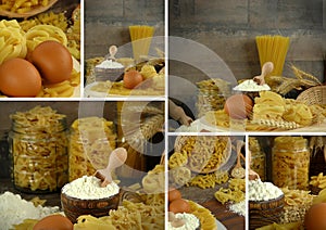 Italian Macaroni Pasta Uncooked Collage