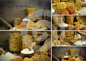 Italian Macaroni Pasta Uncooked Collage