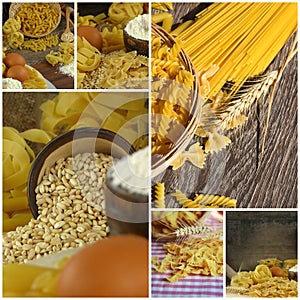 Italian Macaroni Pasta Uncooked Collage