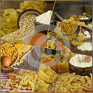 Italian Macaroni Pasta Uncooked Collage