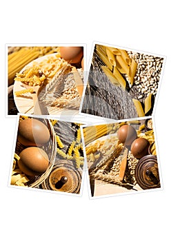 Italian Macaroni Pasta Uncooked Collage