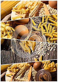 Italian Macaroni Pasta Uncooked Collage