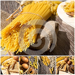 Italian Macaroni Pasta Uncooked Collage