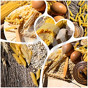 Italian Macaroni Pasta Uncooked Collage