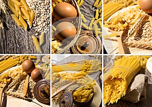 Italian Macaroni Pasta Uncooked Collage