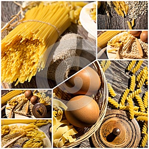 Italian Macaroni Pasta Uncooked Collage