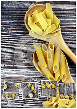 Italian Macaroni Pasta Uncooked Collage