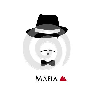 Italian Mafioso face on white background.