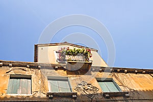 Italian mansion facade on background sky