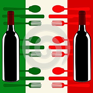 Italian Menu template over a flag of Italy