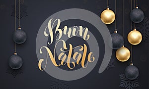 Italian Merry Christmas Buon Natale golden decoration calligraphy lettering