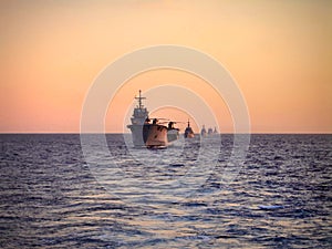 Italian military ships at sea