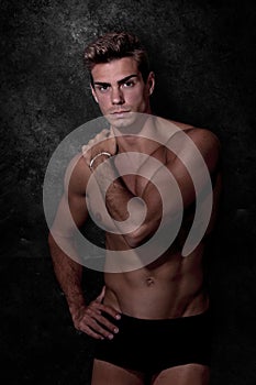 Italian model muscular man. Underwear portrait