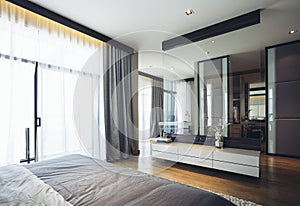 Italian Modern Model House : Grey and White Color Scheme Bedroom