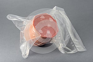 Italian mortadella sausage in vacuum pack