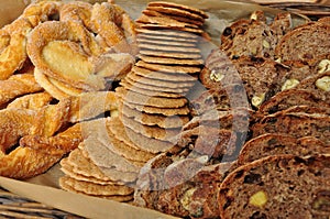 Italian mountain bread and sweets, Valle Aosta, Italy
