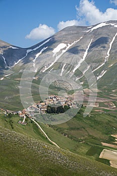 Italian mountain village Castelluccio photo