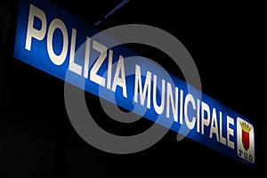 Italian municipal police signage