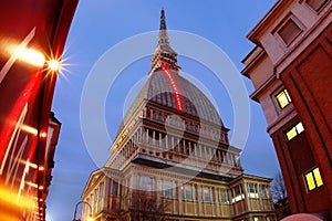 Italian museum tower at night