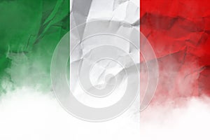 Italian national flag on crumpled paper