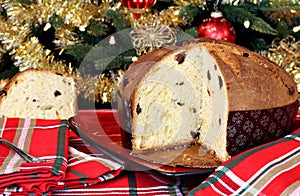 Italian Panettone in Christmas Setting