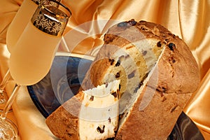 Italian panettone and spumante photo