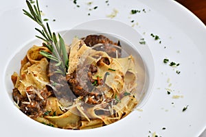 Italian Pappardelle Pasta with Wild Boar Sauce photo