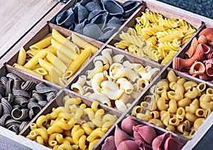 Italian pasta assortment of different