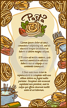 Italian pasta concept banner, hand drawn style