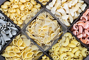 Italian pasta of different colors