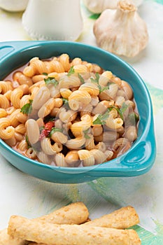 Italian pasta fagioli with kidney beans