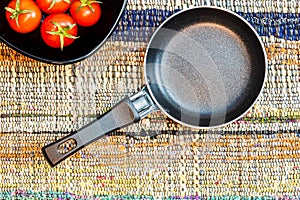 Italian pasta ingredients. Cherry tomato and spices for cooking