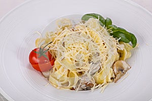 Italian pasta Linguini with mushroom