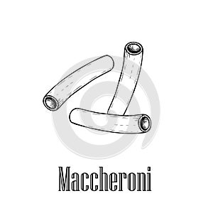 Italian pasta macaroni maccheroni. Hand drawn sketch style illustration of traditional italian food. Best for menu designs and p