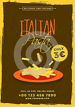 Italian Pasta menu card template or flyer design.