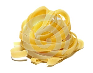 Italian pasta portion isolated on white background closeup