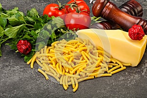 Italian pasta raw Maccheroni for cooking