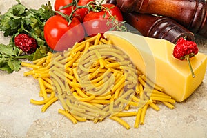 Italian pasta raw Maccheroni for cooking