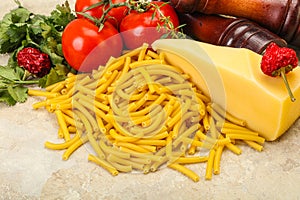 Italian pasta raw Maccheroni for cooking