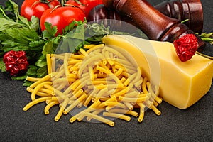 Italian pasta raw Maccheroni for cooking