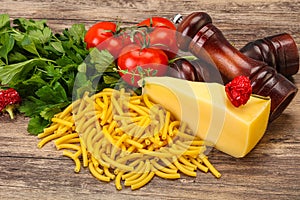 Italian pasta raw Maccheroni for cooking