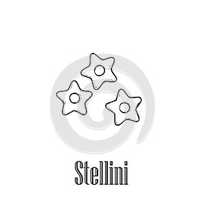 Italian pasta stellini stars. Hand drawn sketch style illustration of traditional italian food. Best for menu designs and packag
