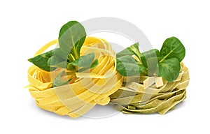 Italian pasta tagliatelle with corn salad