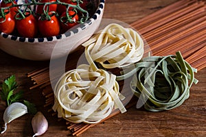 Italian pasta with tomatoes and garlic