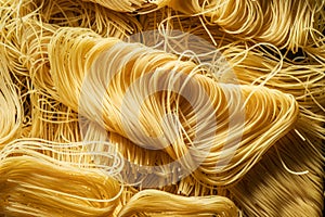 Italian pasta vermicelli close-up. Food background