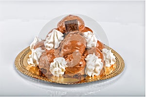 Italian pastry: chocolate profiteroles photo