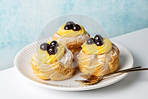 Italian pastry - zeppole di San Giuseppe, zeppola - baked puffs